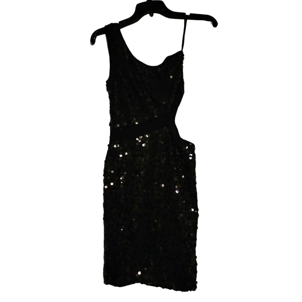 City Triangles One Shoulder Sparkling Black‎ Sequin Dress Size S